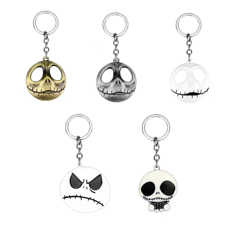 

5 Style The Nightmare Before Christmas Key Chain Jack Skellington Metal Key Rings Present Chaveiro Keychains Dropshipping