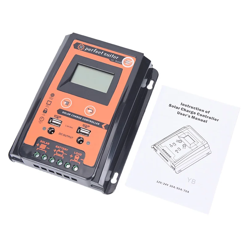 

12V/24V 30A 50A 70A MPPT Intelligent Dual USB LCD Display Solar Panel Battery Solar Panel Charge Controller Regulator 1pc