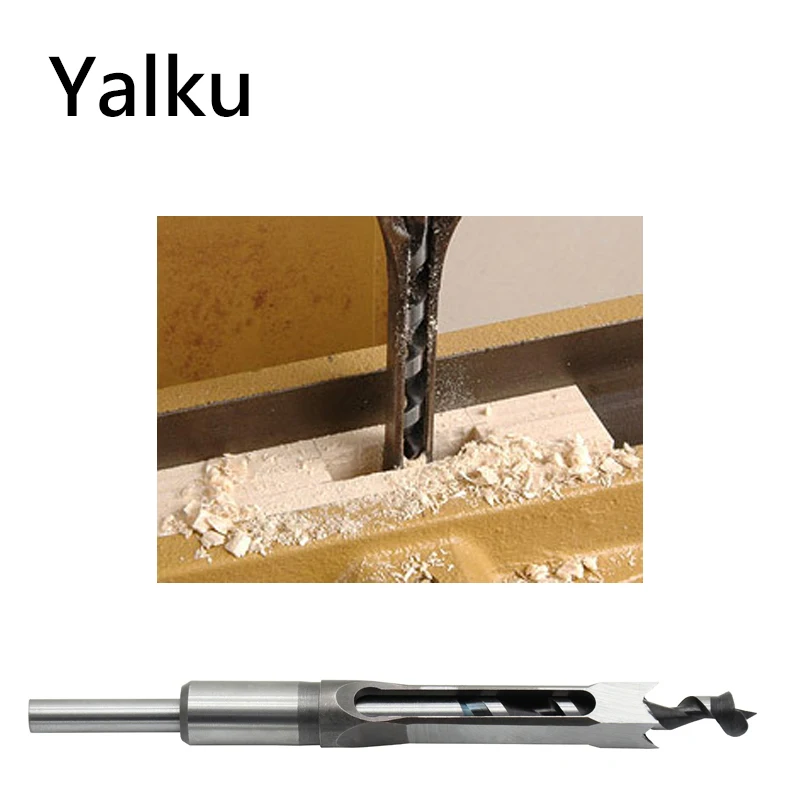 Yalku 6.4-16mm Woodworking Square Hole Drill Bit Square Hole Mortiser Drill Bit Woodworking Electric Drill Tools