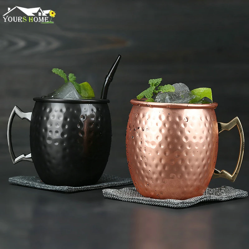 1 Pieces Moscow Mule Drinking Mug Glass Hammered Gunmetal ...
