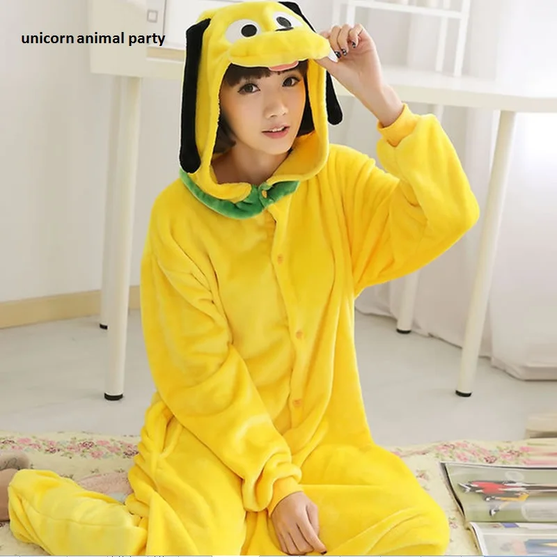 

Cute cartoon onesie Children Yellow Dog Onesies Sleepwear Unisex Pyjamas Anime Adult Animal Pluto Pajamas Set Sleepsuit