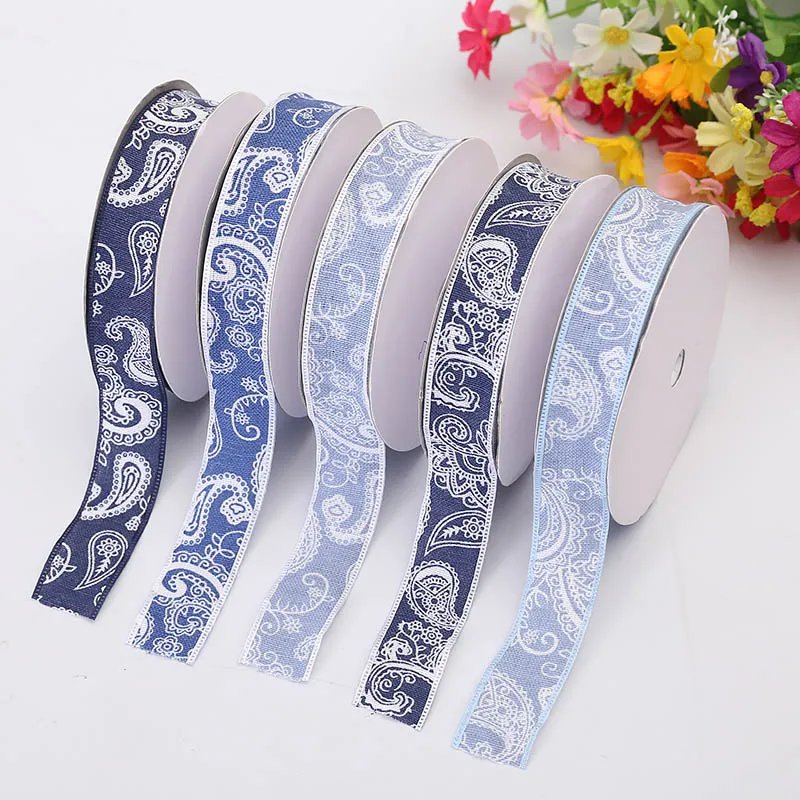 New Craft Supplies Trendy Ribbon 2.5cm Denim Large Waist Pattern Silk Sewing Costume Wedding Decoration Gift Packaging | Дом и сад