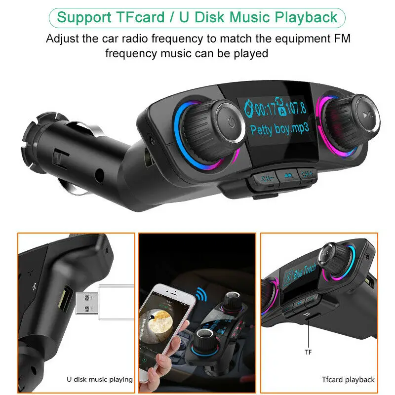 Беспроводной Bluetooth Handsfree Вызов fm-передатчик MP3 плеер Радио адаптер USB Автомобильное зарядное устройство AUX ЖК-дисплей автомобильный комплект