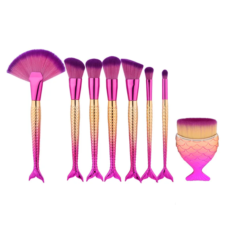 

Mermaid combination Makeup Brushes Set Nylon Foundation Powder Face Eye Blush Blending Brush Cosmetic Make Up Beauty Tools