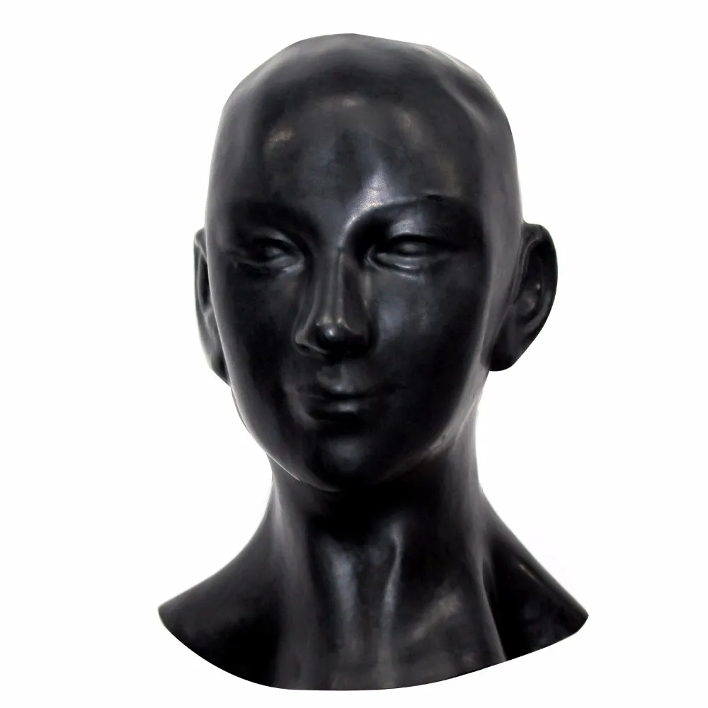 Красивая Женская латексная маска капюшон закрытые глаза Фетиш капюшон подходит для головы 52-57 см полная голова человека анатомическая женское лицо леди латекс мА - Цвет: AS PHOTO