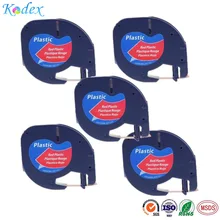 Manufacturer direct selling 12mm compatible Dymo plastic LT 91203 label tape Black on Red for Dymo LetraTag printer ribbon