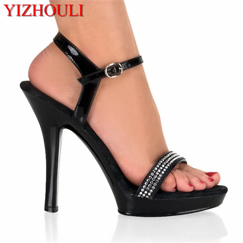 2018 fashion noble rhinestone small yards 13cm high heels sandals 5 inch Rhinestone pierced style camouflage high heels