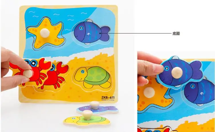 Venta caliente juegos educativos imagen rompecabezas juguetes para niños regalos animales de dibujos animados rompecabezas de madera bebés juguetes educativos
