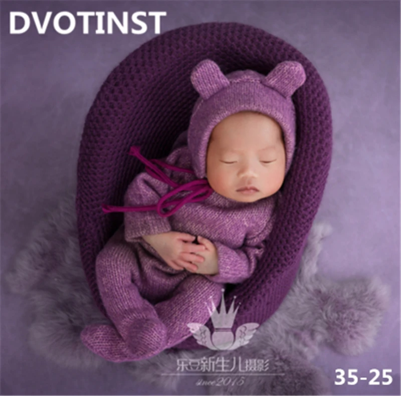 DVOTINST/реквизит для новорожденных; Вязаный комбинезон связанный крючком+ шапка; комплект из 2 предметов; аксессуары для фотосъемки; Студийная фотосъемка для малышей