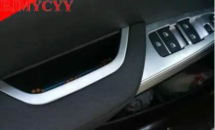BJMYCYY 1pcs Car-styling ABS Inner Driver's Door Armrest Storage Box Frame Cover stickers For BMW X3 F25 X4 2011-16 Accessories