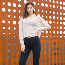 Сетчатые рубашки для йоги, женская спортивная одежда, быстросохнущая футболка с длинным рукавом, топы для спортзала, свободная рубашка, женская летняя рубашка для тренировок