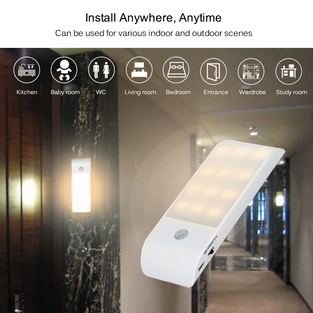 AGM luminaria ночник 12 LED 3 режима инфракрасный датчик движения из pir лампы Настенный