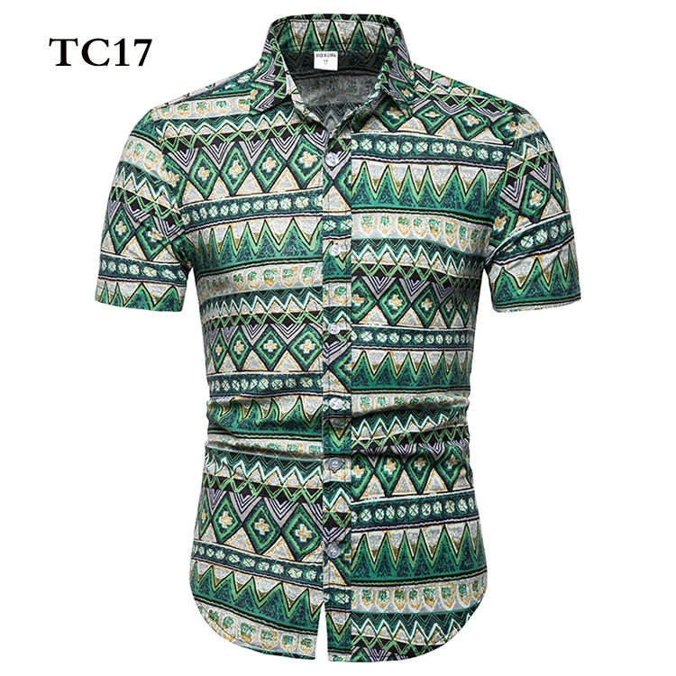 Новая модная мужская рубашка с цветочным принтом Camisa Masculina, рубашка с короткими рукавами, мужская рубашка с отложным воротником, тонкая