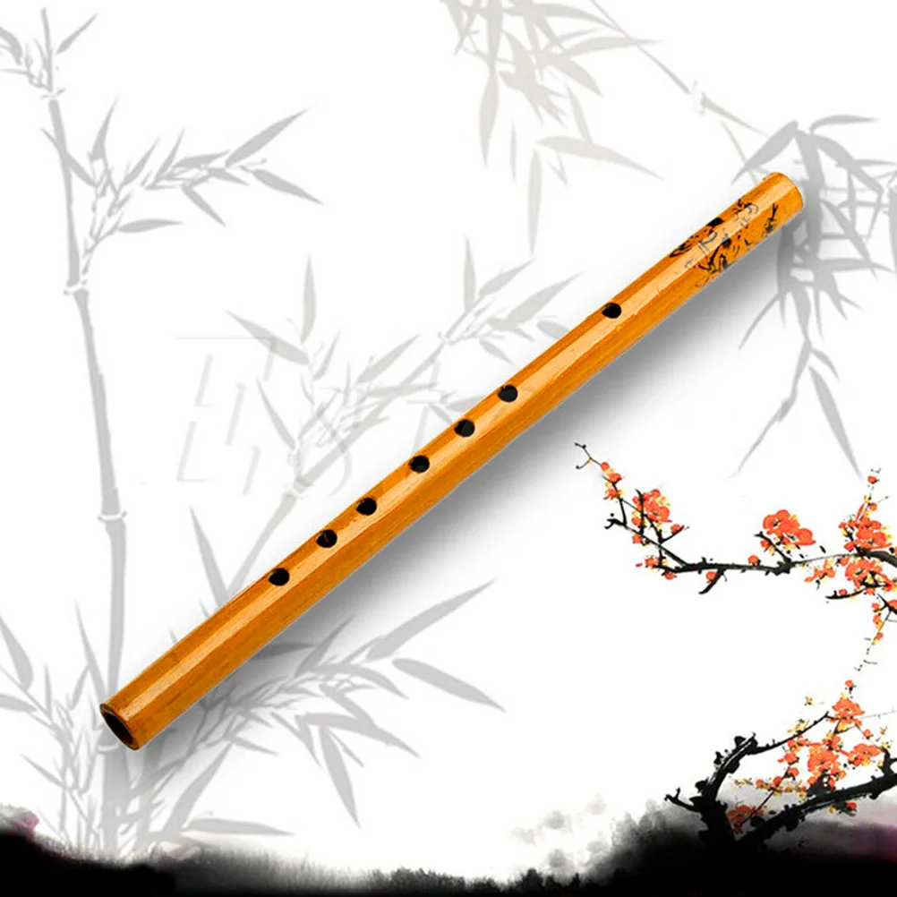 

IRIN Chinese Traditional 6 Holes Bamboo Flute Vertical Flute Clarinet Student Musical Instrument Wooden Color