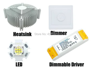 

Free Shipping Cree MT-G EasyWhite White LED Light 24W + AC 180-240V Dimmable Driver + Heatsink + Switch