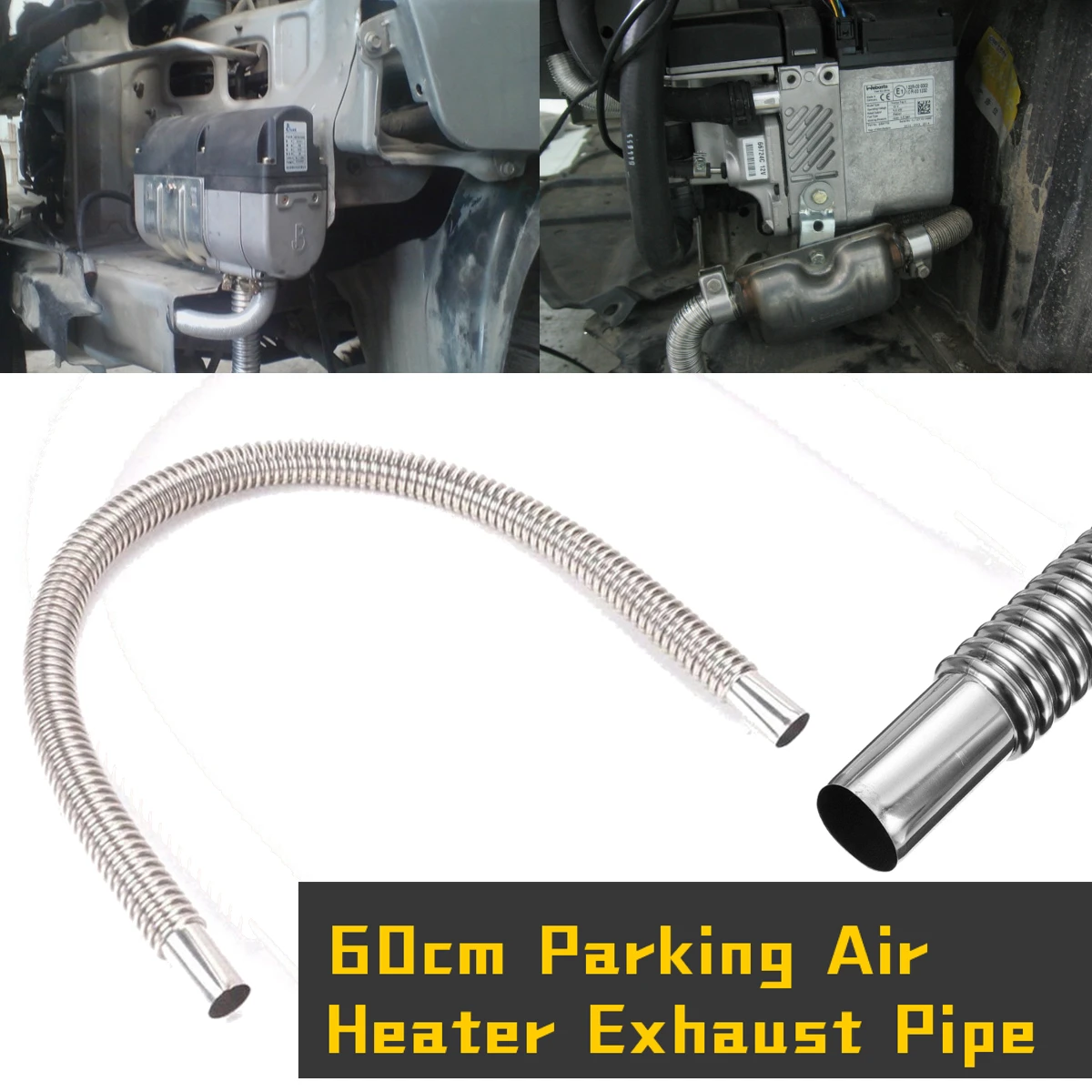 60cm Stainless Steel Car Exhaust Pipe Gas Vent Hose For Air for Diesel