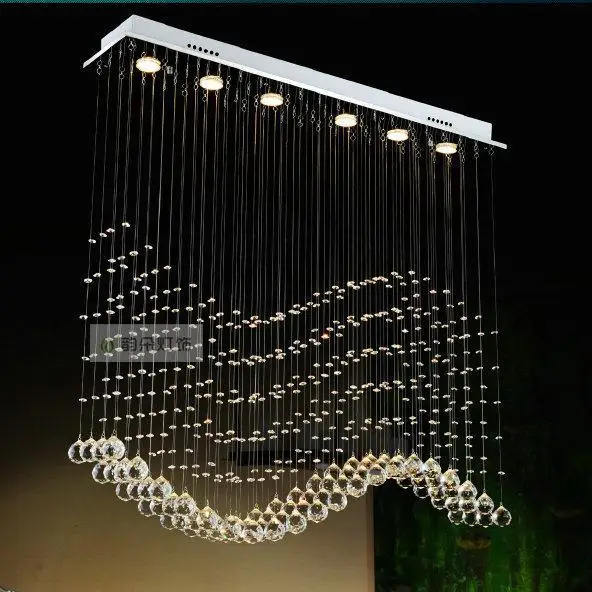 Free shipping Length 600mm 800mm 1000mm sea wave crystal pendant lights bar lights with LED bulbs