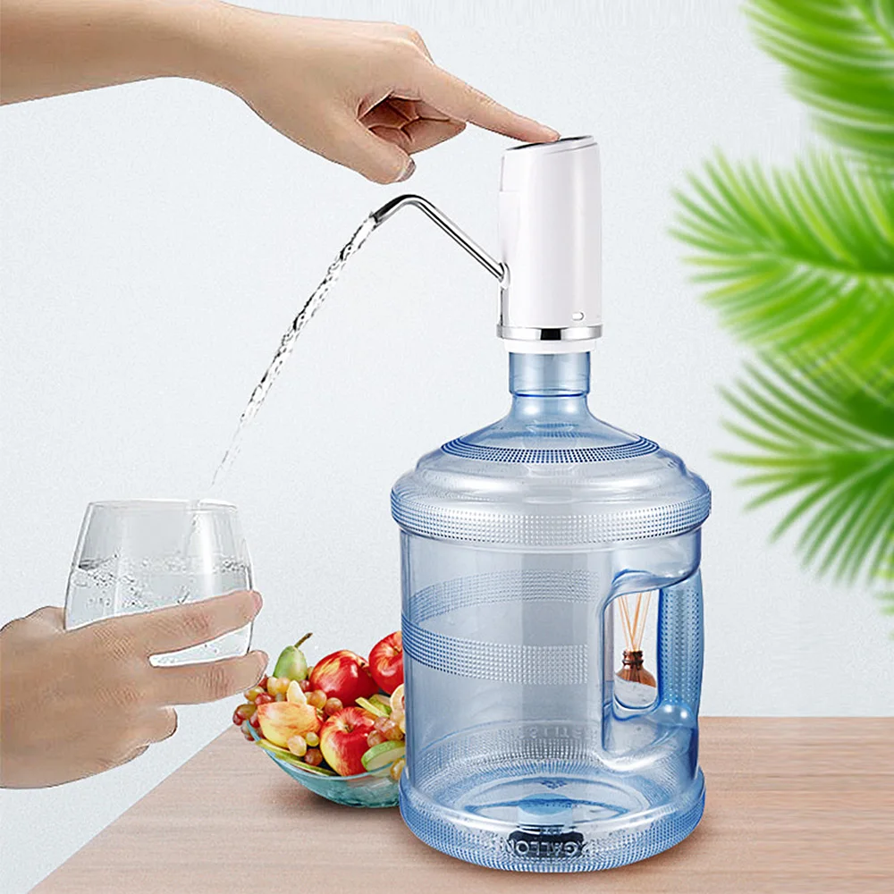 Electric Automatic Water Dispensers Pump Portable USB Rechargeable Gallon Drinking Bottle Switch Water Pump White