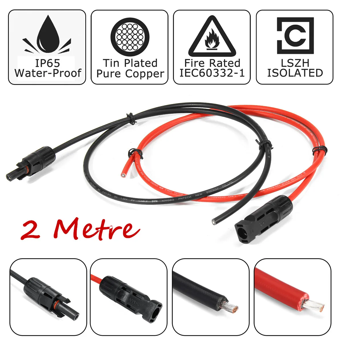 

KINCO 1/5/10 Pair Solar Panel Extension Cable Copper Wire Black and Red with MC4 Connector Solar PV Cable 6mm 10AWG