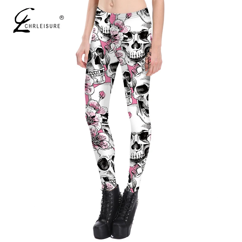 CHRLEISURE Plus Size Halloween Leggings Women Elastic Workout Leggings