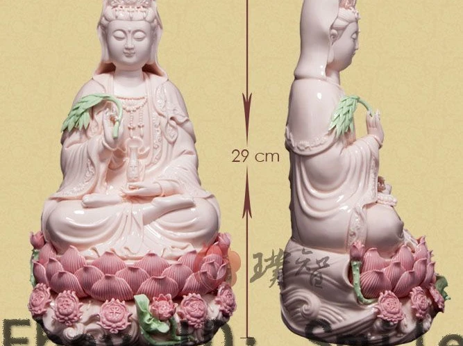 

12" Chinese Dehua Porcelain Seat Lotus Kwan-yin Guan Yin Goddess Buddha Statue