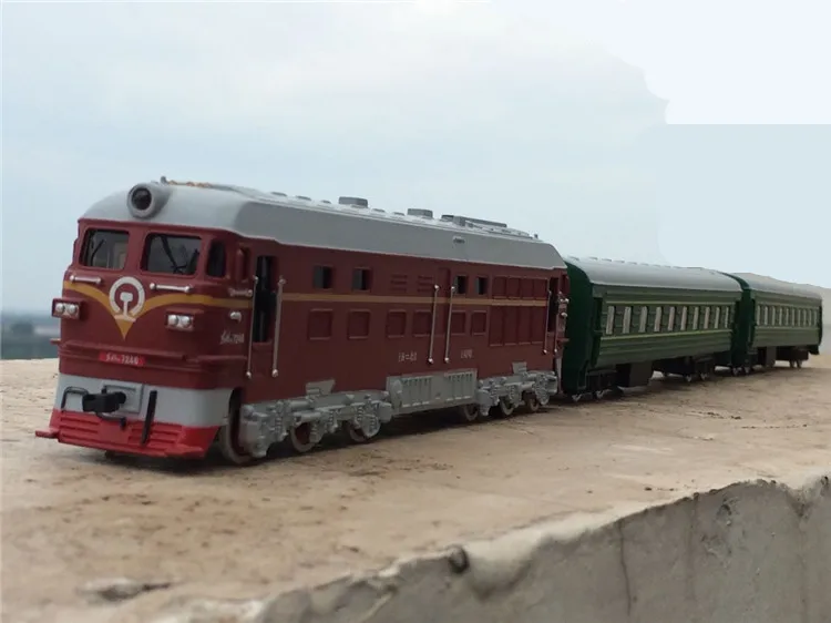 Высокая имитация 1: 87 масштаб сплав модель поезда двойной поезд пассажирский отсек металлические игрушечные машинки с вытягиванием
