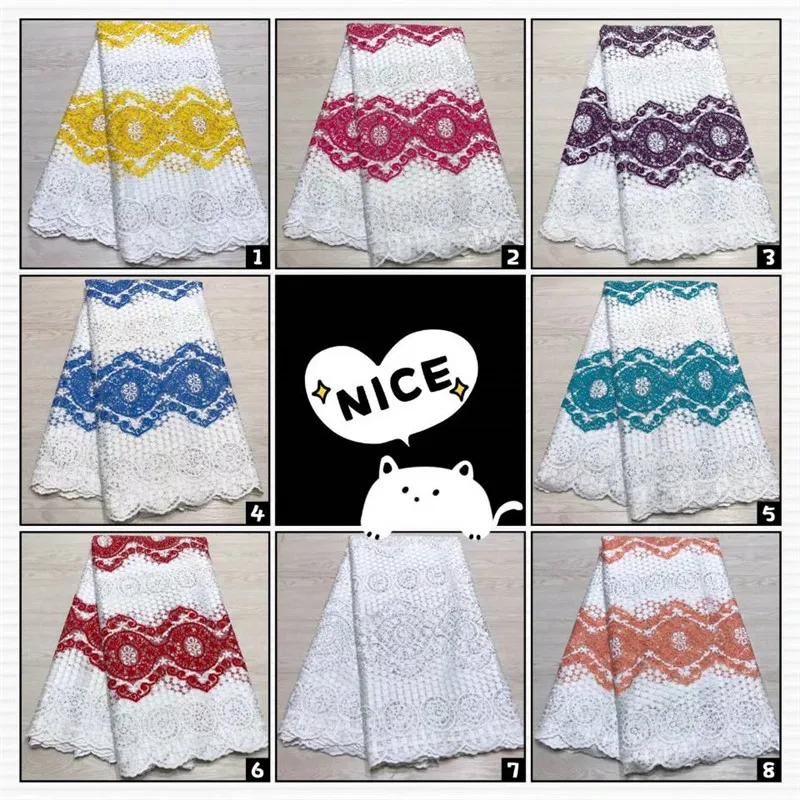 

2019 Best Selling Swiss Voile Lace African Fabric Nigerian French Fabric High Quality Nigeria Tulle With Rhinestone Lace Fabric