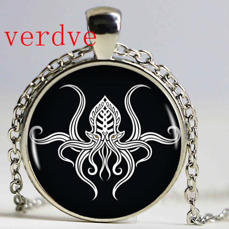 

New 1pcslot Fashion Kraken Cthulhu Pendant & Necklace Cabochon Vintage Long Sliver Chain Statement Necklace Fine Jewelry