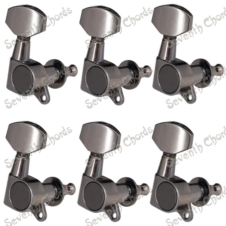 Gun black small handle full enclosed electric guitar tuning peg