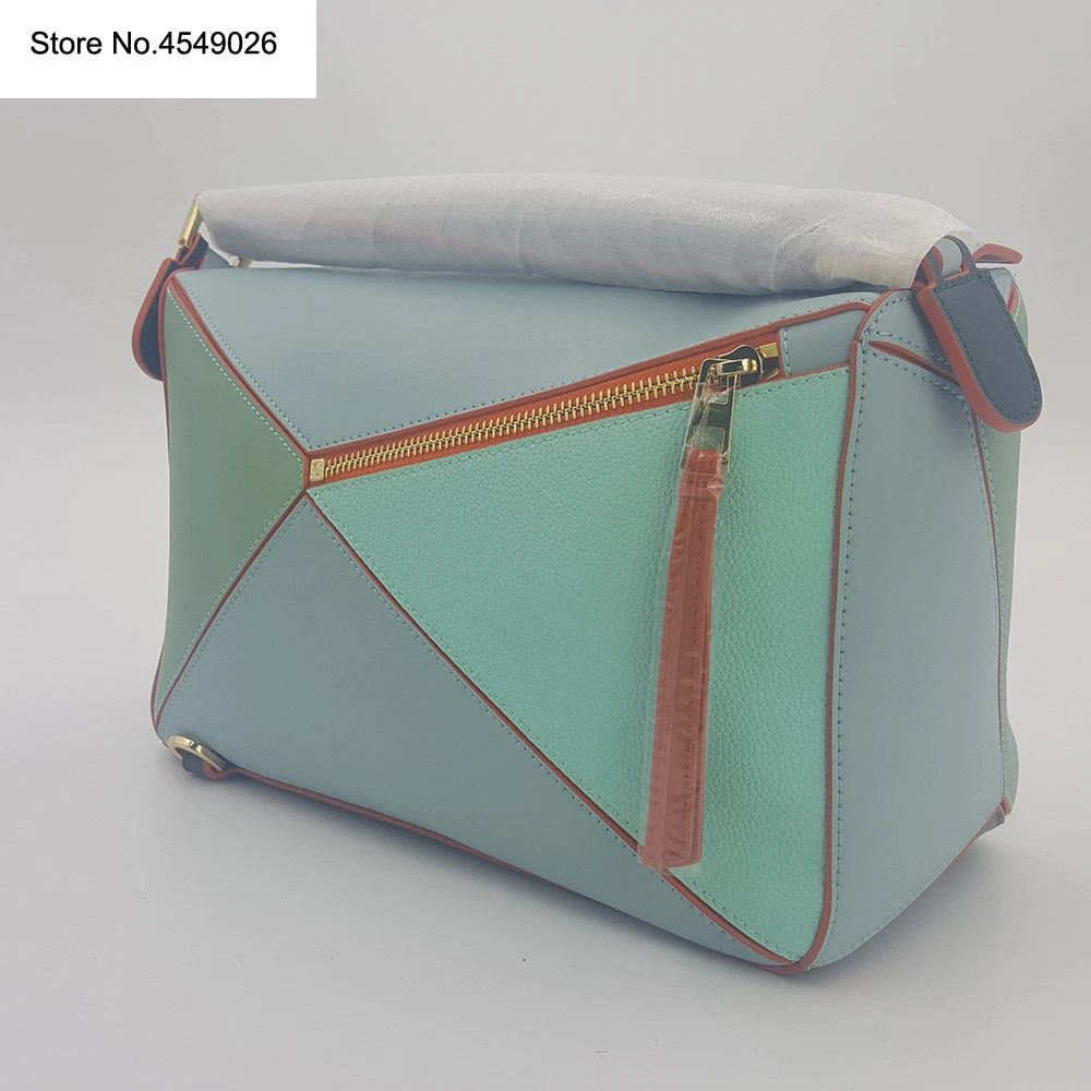 

Cow Genuine Leather Multi-color Geometric Bag Shoulder Bag Women Shoulder Diagonal Bag Totes Luxury Brand Crossbdy Ins Popular