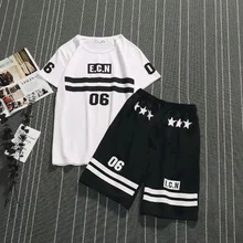 Мужской комплект, красивый модный бренд, шорты с короткими рукавами, повседневные спортивные комплекты из двух предметов с принтом, мужские футболки с принтом больших размеров