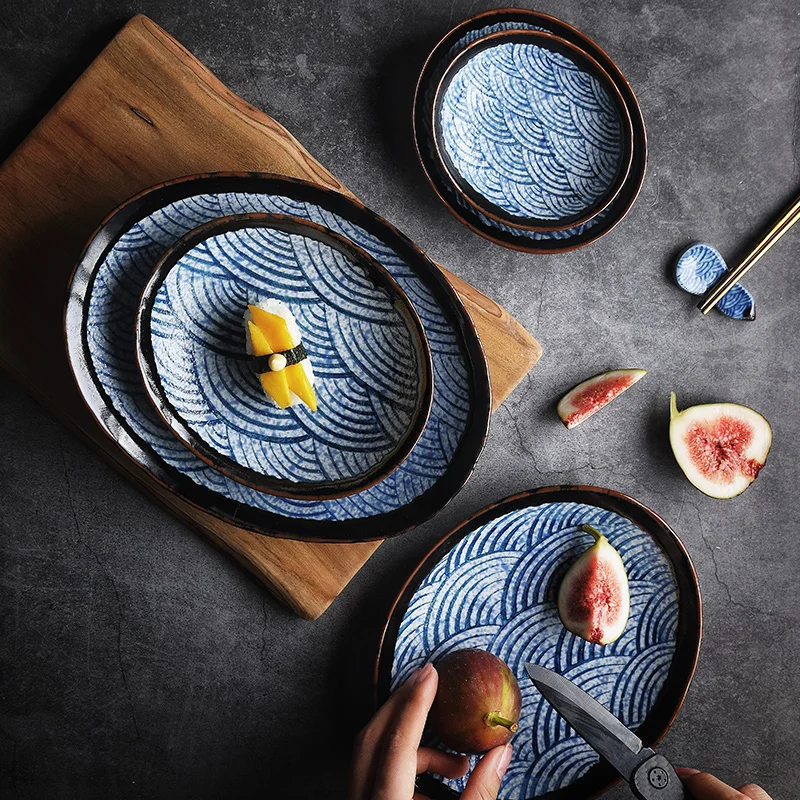 

NIMITIME Japanese style Under glaze Ceramic Breakfast Sushi Plate Fruit Cuisine Dish Plate Tableware
