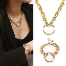 Sale Punk Chunky Curb Chain Necklace for Women Vintage Elegant New Design Gold Silver Collar Choker Sweater Chain Necklace elegant triangle alloy shirt collar tips necklace silver