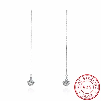 

Double Sides New Item Ear Line 925 Sterling Silver Long Chain Simple Style Earring Jewelry Birthday Party Gift For Girl Female