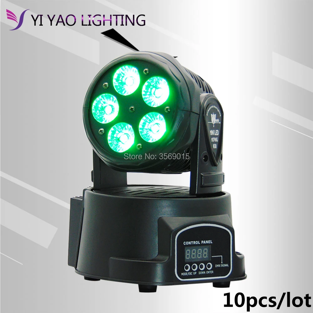 

10pcs/lot LED Moving Head Light With 5x15W Dj Equipment Wash Beam LED RGBWA+UV DMX with Show KTV Disco DJ Party for Stage Light