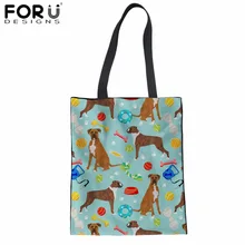 FORUDESIGNS/холст сумка боксеры с принтом собаки сумка-шоппер для Для женщин Дамы Бакалея сумка для девочек-подростков холст, пляжная сумка Sacola