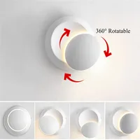LED Wall Lamp 360 degree rotation adjustable bedside light white Black creative wall lamp Black modern aisle round lamp