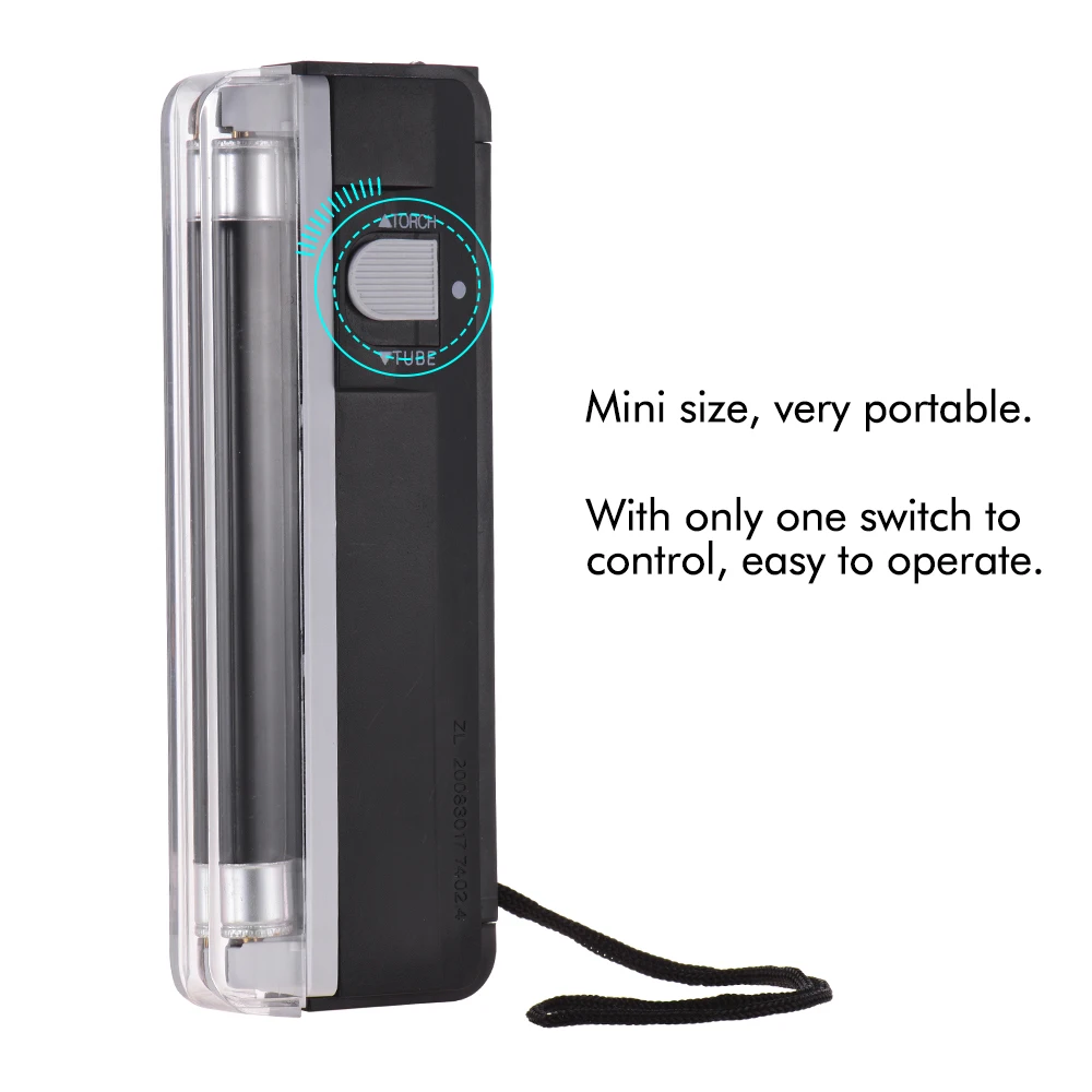 2-in-1Money Detector Portable Mini Counterfeit Cash Currency Banknote Bill Checker Tester with UV Light Flashlight for USD EURO