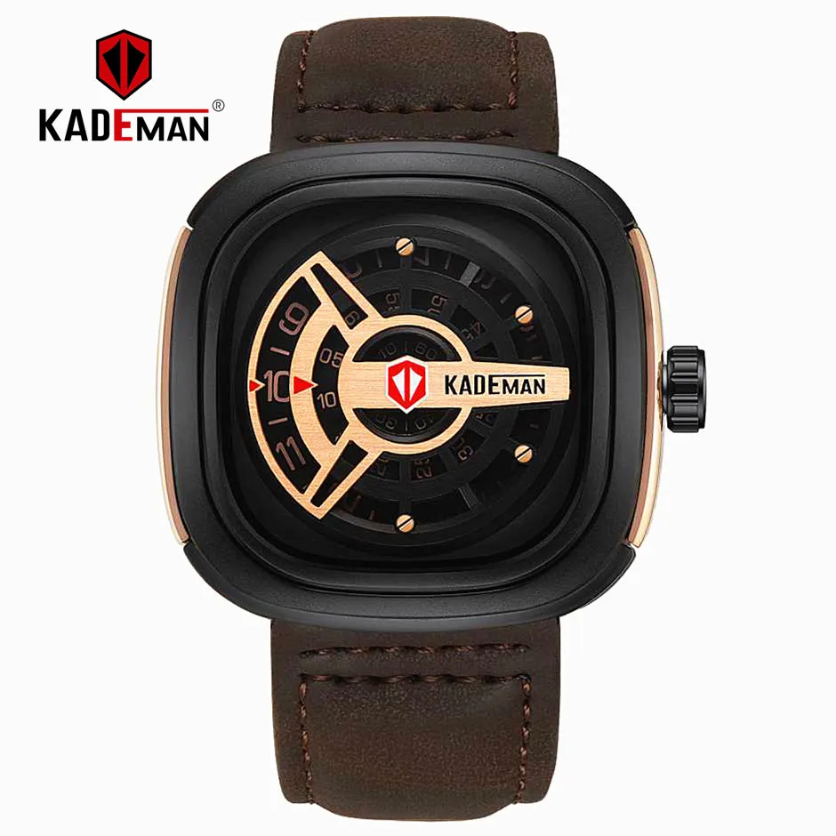 

KADEMAN Luxury Brand Men Watch Military Series 2019 Fashion Sports Male Wristwatches Top Quality Leather Strap Relogio Masculino