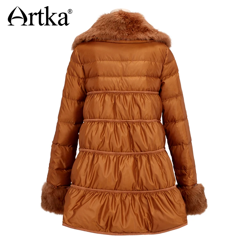 Artka 2015 женская ретро новая коллекция зимней одежды меховым воротником с длинными