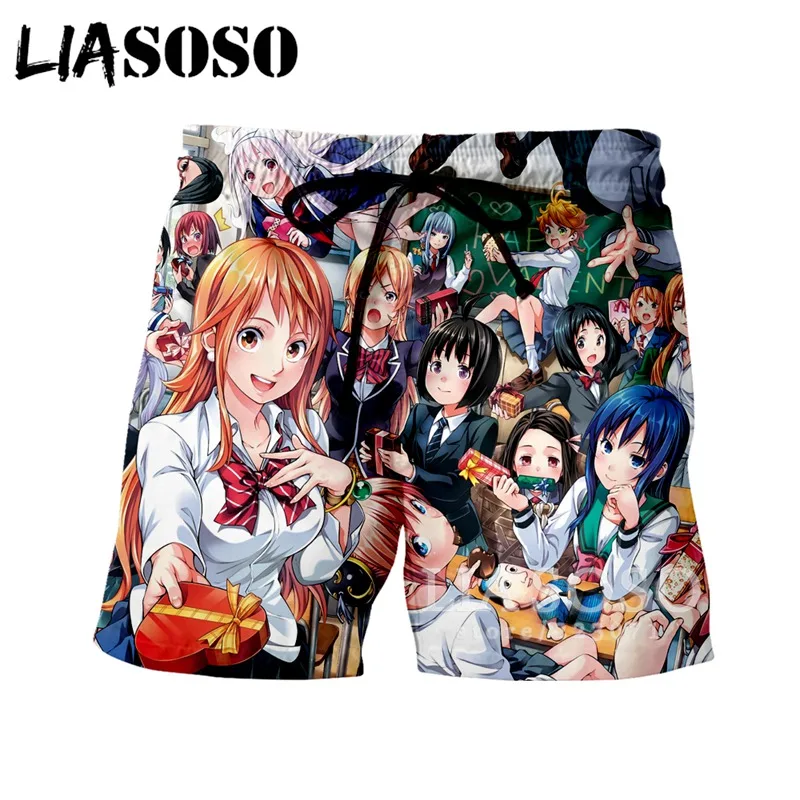 

LIASOSO Summer New Fashion Men Women Shorts 3D Print Anime Collection Beach Fitness Shorts Cute Funny Casual Loose ShortsA098-50