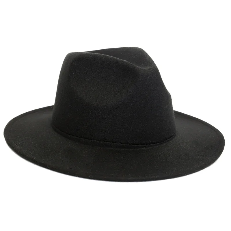 Шерстяная шляпа Fedora, Шляпа Fedora, топ, винтажная шляпа для девочек, с большими плоскими полями, фетровые шляпы для женщин, британский стиль, шерстяная Женская джазовая круглая Кепка