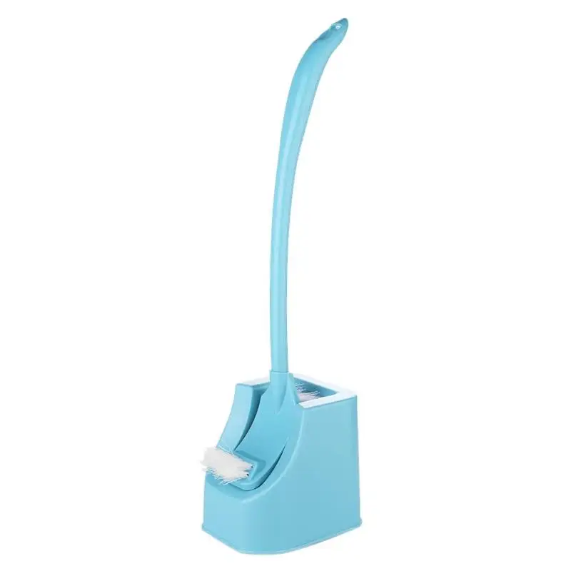 Пластиковый очиститель для туалета щетка изогнутая чистая изогнутая ручка кисти с основанием - Цвет: Синий