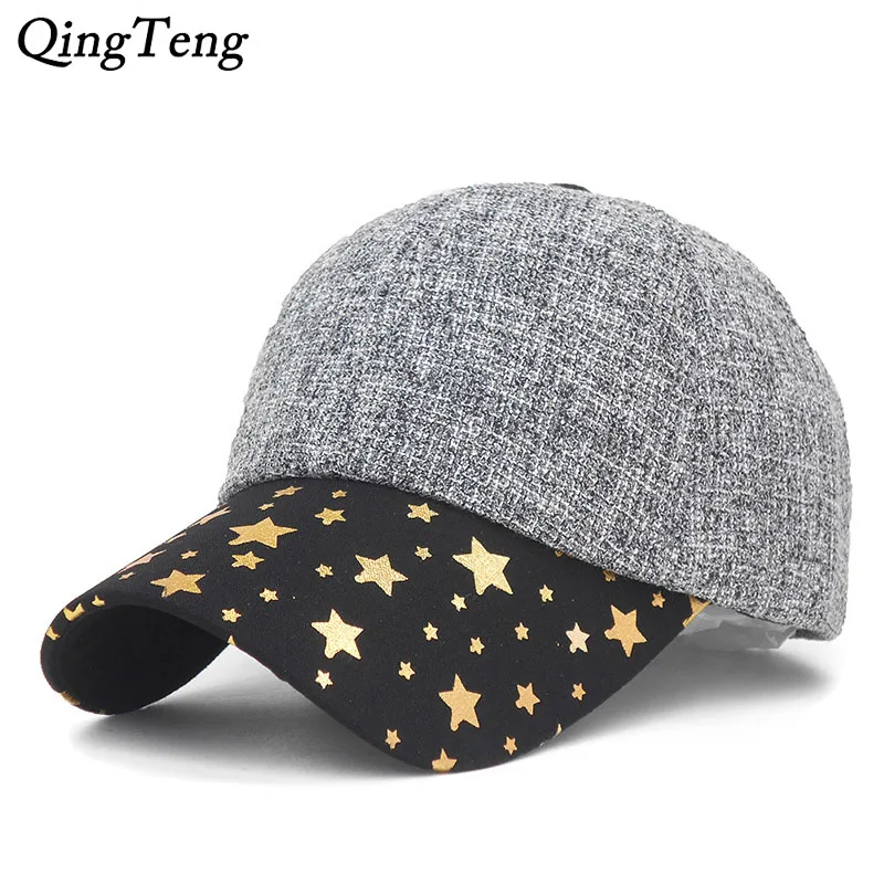 

New Warm Winter Hats For Men Fashion Sun Visor Print Stars Cap Women Super Warm Bone Dad Hat Dropshipping