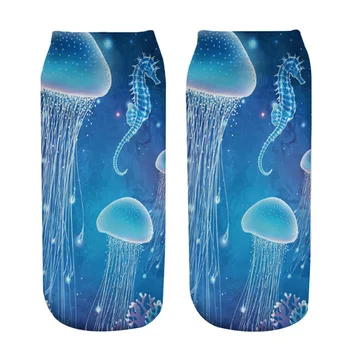 

Jellyfish hippocampus print sports socks for women wholesales