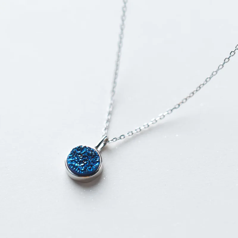 sweet blue crystal necklace woman 100% 925 Sterling silver nacklace Jewellery Clavicle chain pendant charms gift