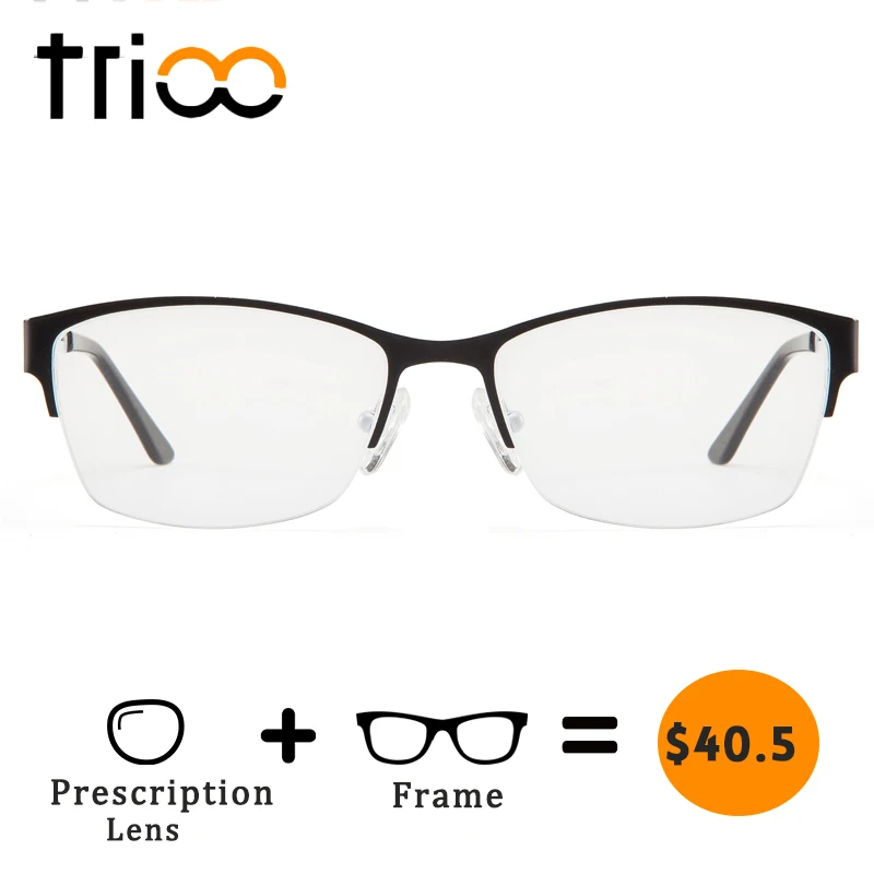TRIOO Luxury Titanium Prescription Glasses Men Clear Computer
