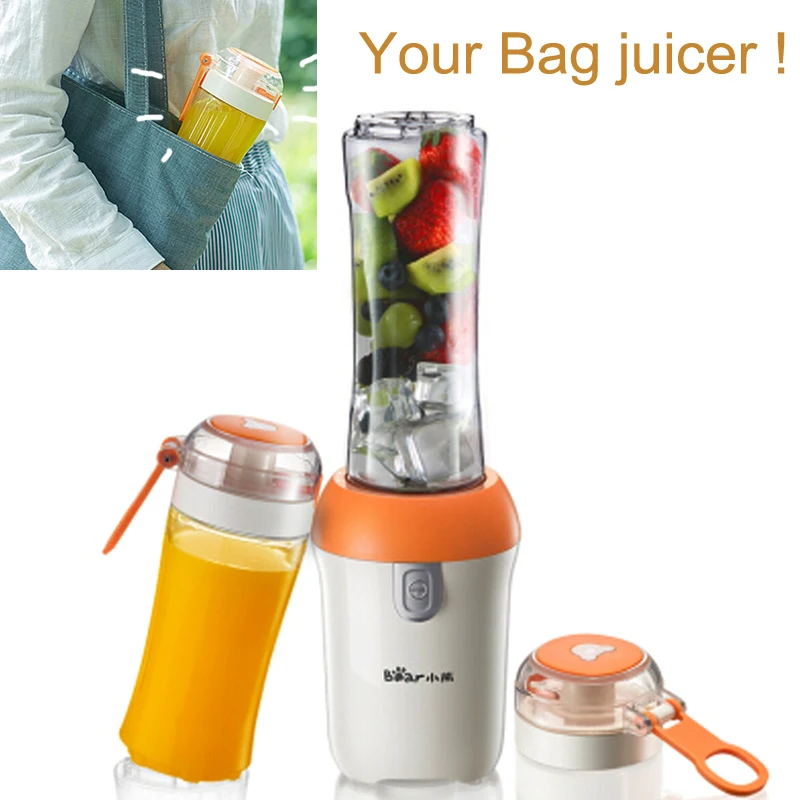 

15%JA63 Portable TRITAN Electric Fruit Extractor Mini Travel Fruit Squeezer 600+400ml Juice Bottles Removable Cleaning Juicer