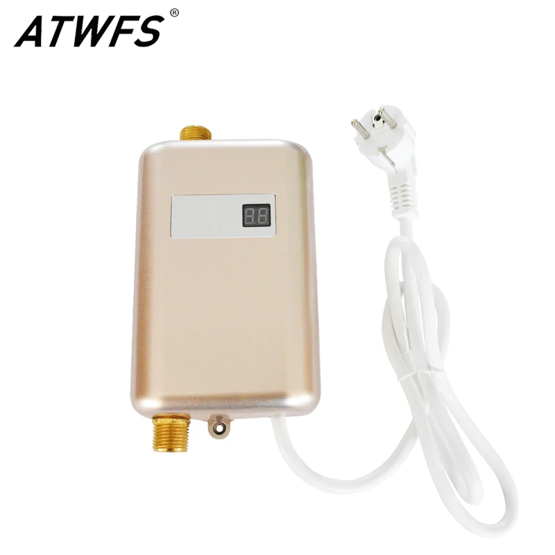 

ATWFS Instant Water Heater 3800W Tankless Water Heater Temperature Display Heating Hot Water Shower Kitchen Electric Universal