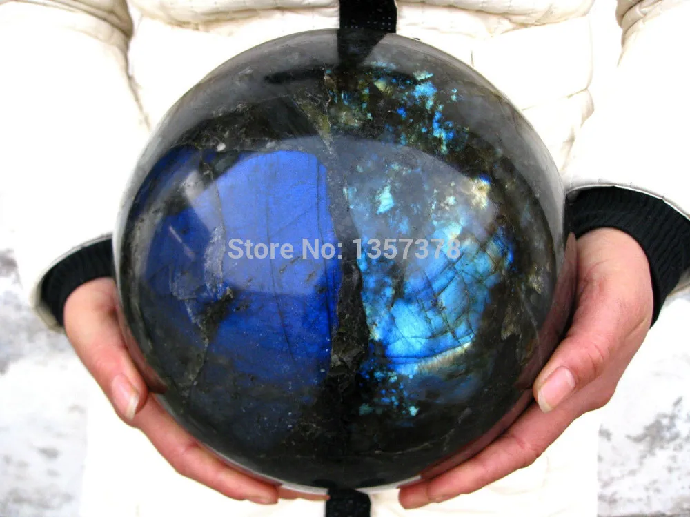 

huij 0059 HUGE NATURAL Labradorite quartz crystal sphere ball healing Bronze Statue